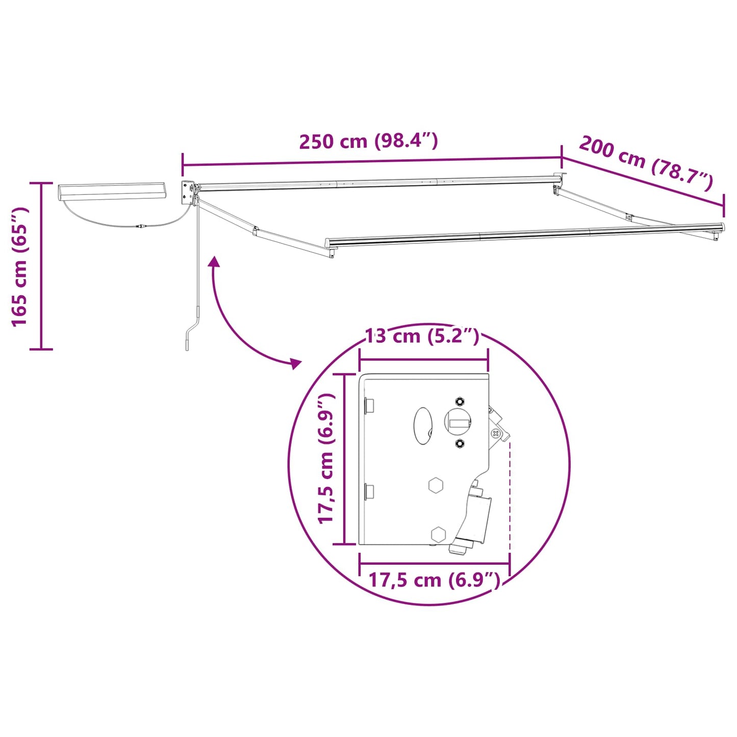 Struttura della tenda elettrica retrattile Antracite 2,5 x 2 m - homemem39