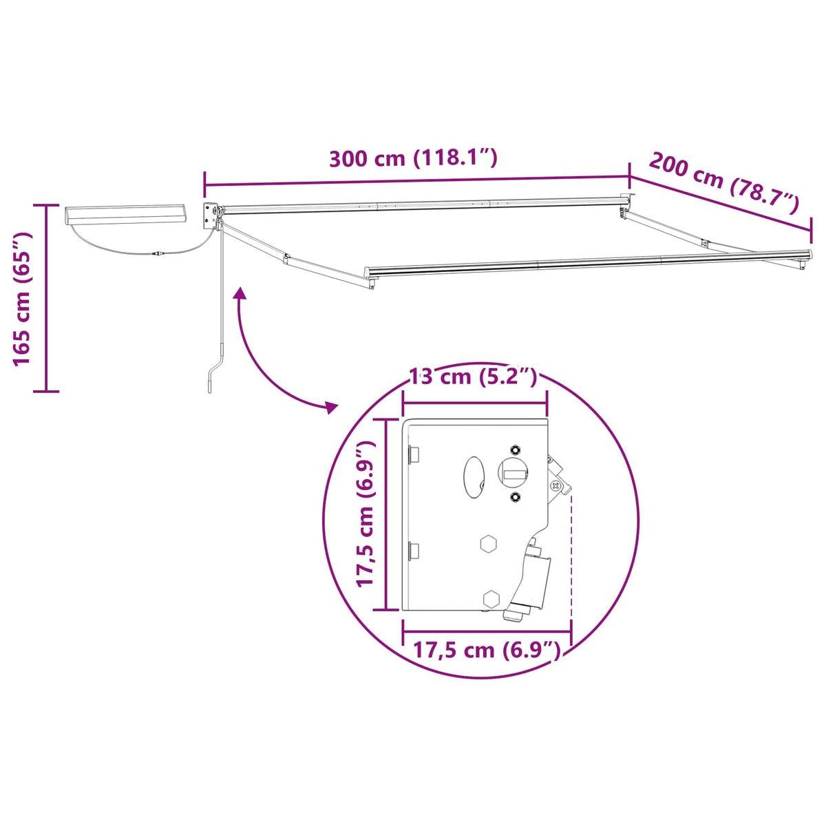 Struttura della tenda elettrica retrattile Antracite 3 x 2 m - homemem39