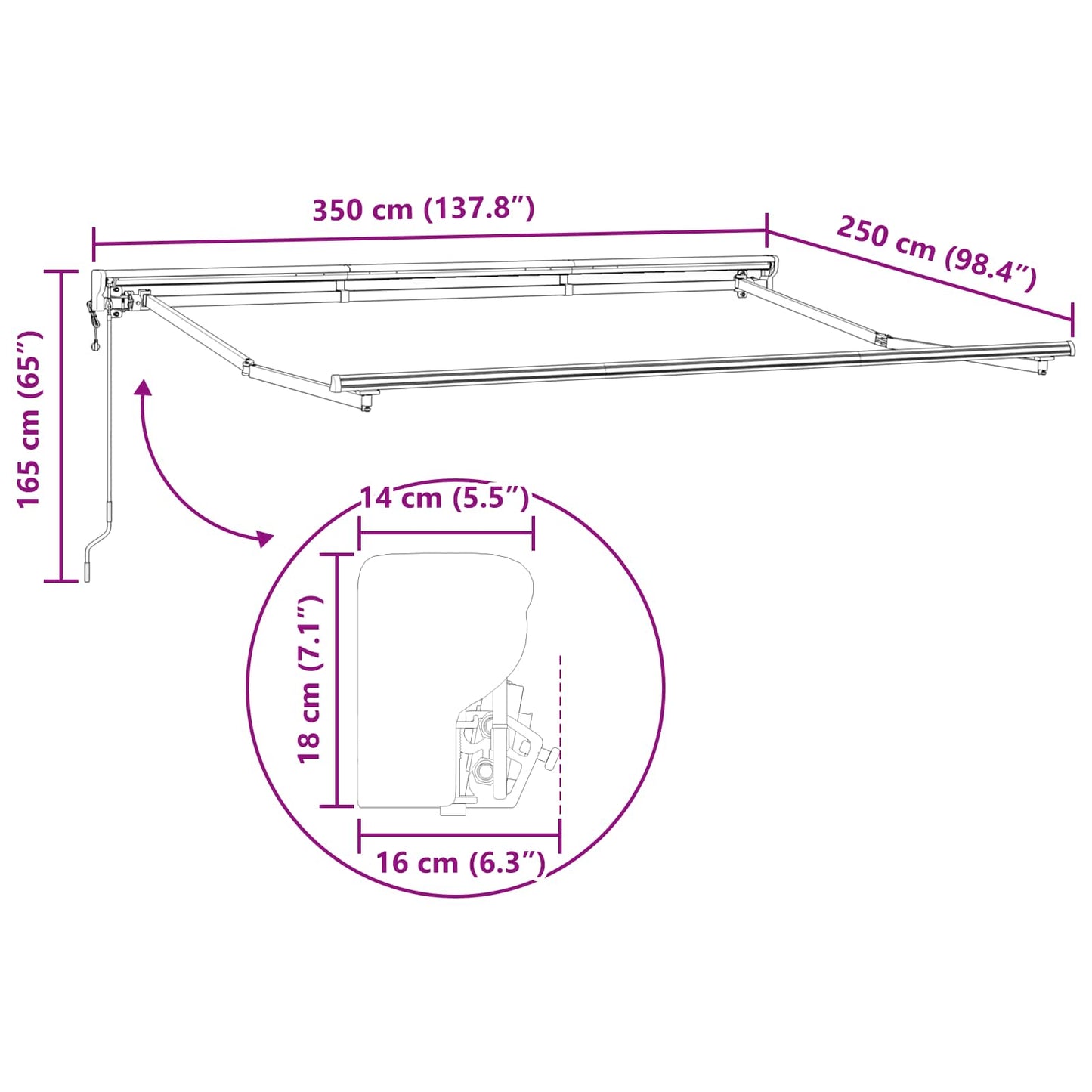 Struttura della tenda elettrica retrattile Bianco 3,5 x 2,5 m | homemem39