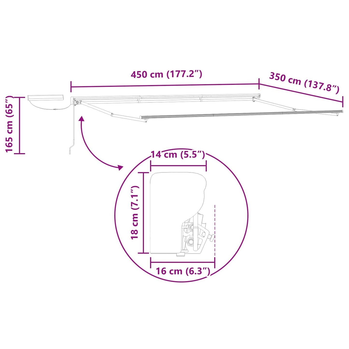 Struttura della tenda elettrica retrattile Bianco 4,5 × 3,5 m | homemem39