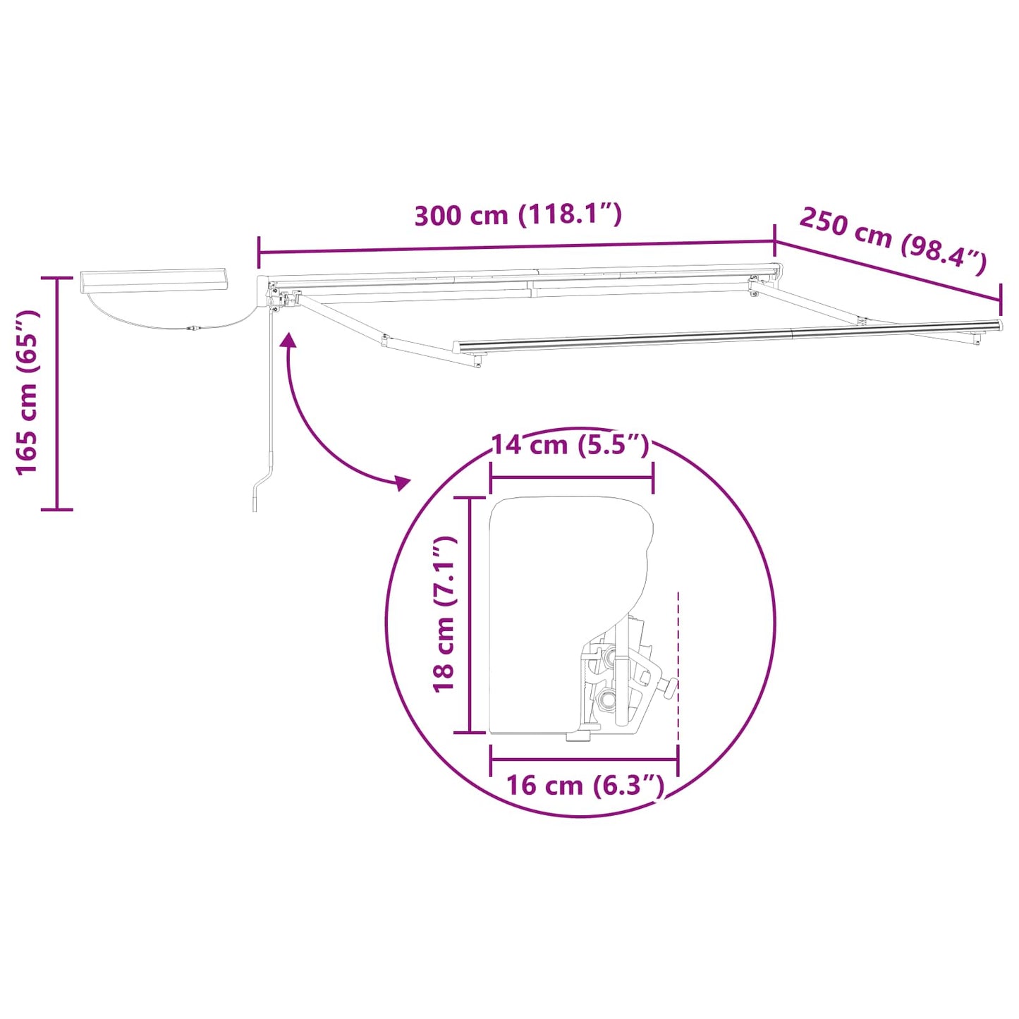 Struttura della tenda elettrica retrattile Antracite 3 x 2,5 m | homemem39