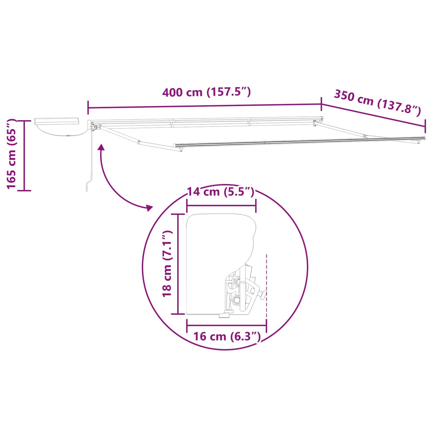 Struttura della tenda elettrica retrattile Antracite 4 × 3,5 m | homemem39