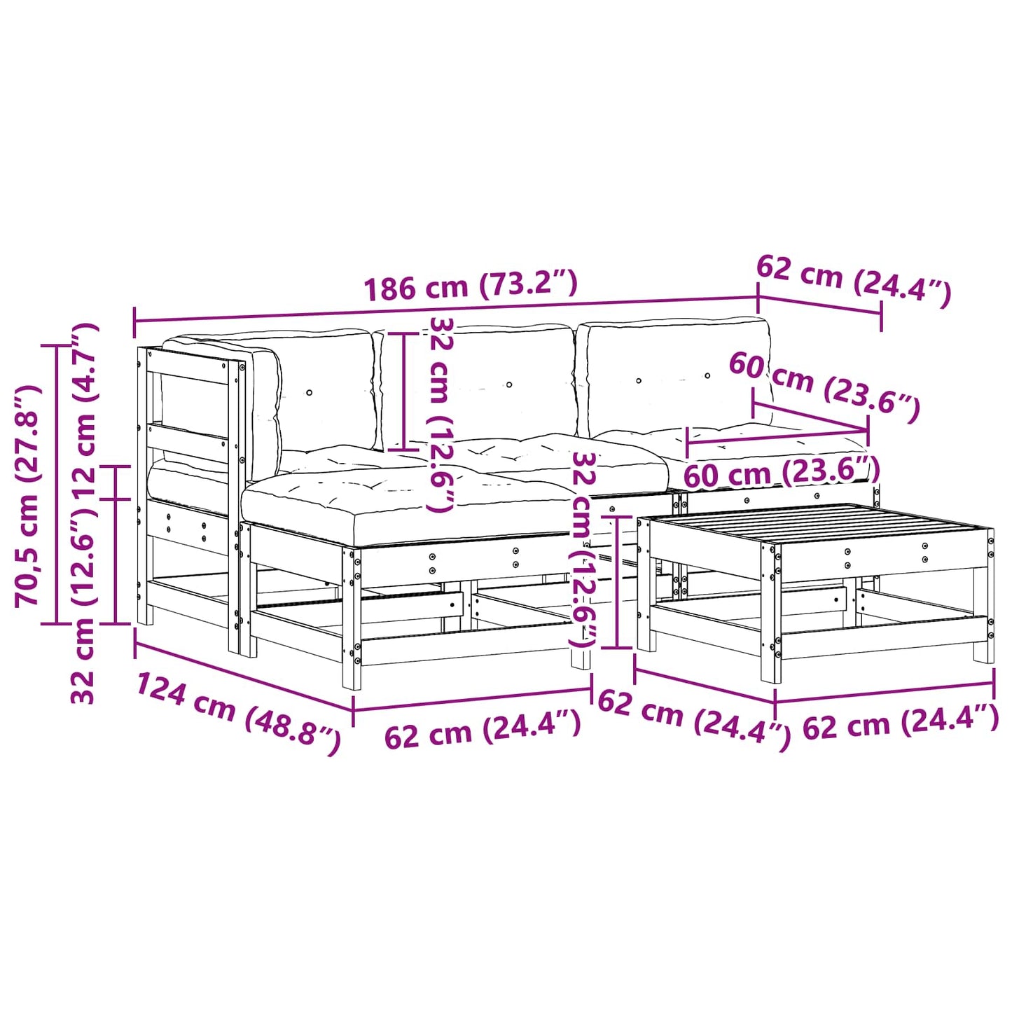 Set Lounge da Giardino 5 pcs Marrone Cerato | homemem39