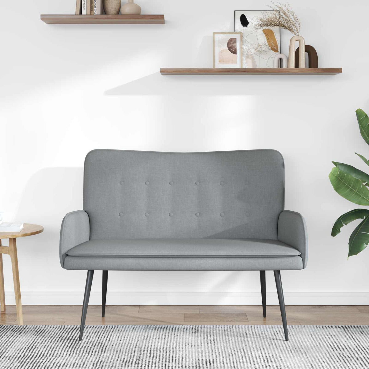 Divano a 2 Posti Grigio Chiaro 115 x 61 x 87 cm Tessuto - homemem39