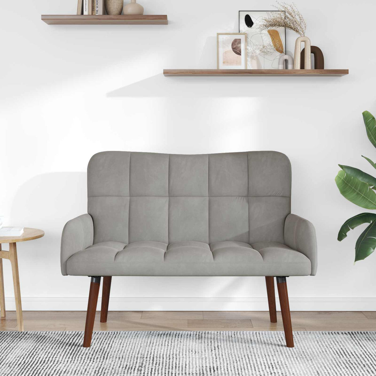Divano a 2 Posti Grigio Chiaro 115 x 61 x 87 cm Velluto - homemem39