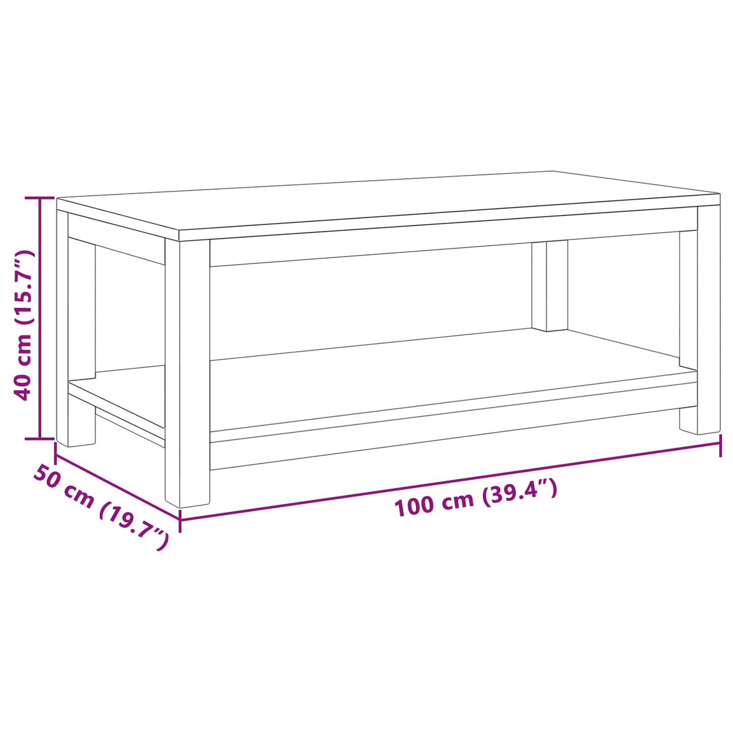 Tavolino da salotto Naturale 100 x 50 x 40 cm | homemem39