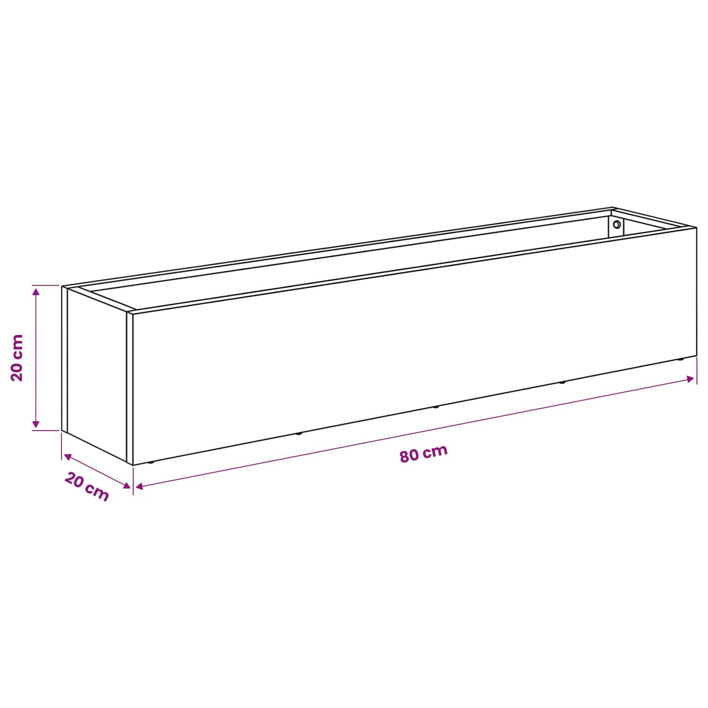 Vaso da giardino Argento 80 x 20 x 20 cm Acciaio zincato | homemem39