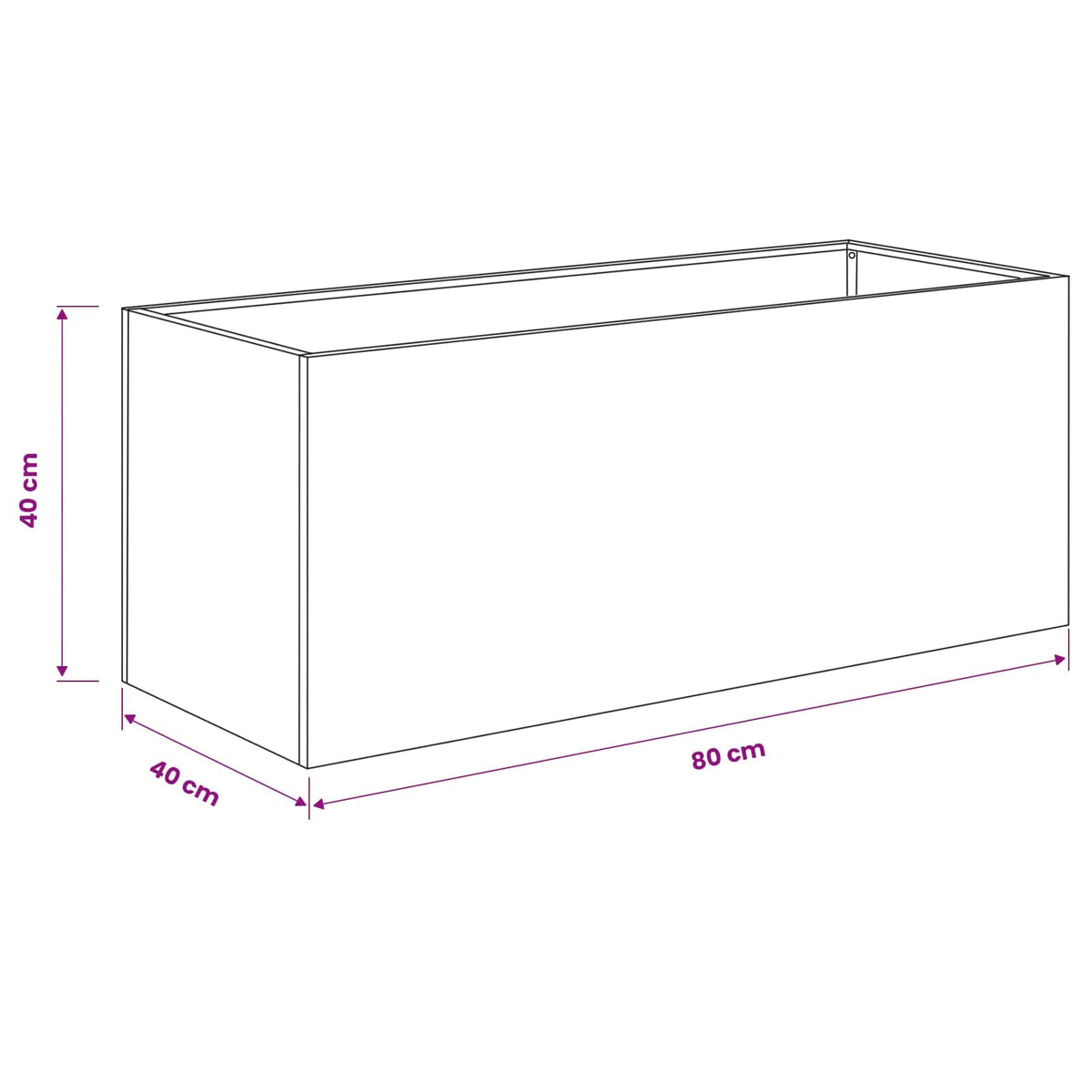 Vaso da giardino Antracite 80 x 40 x 40 cm - homemem39