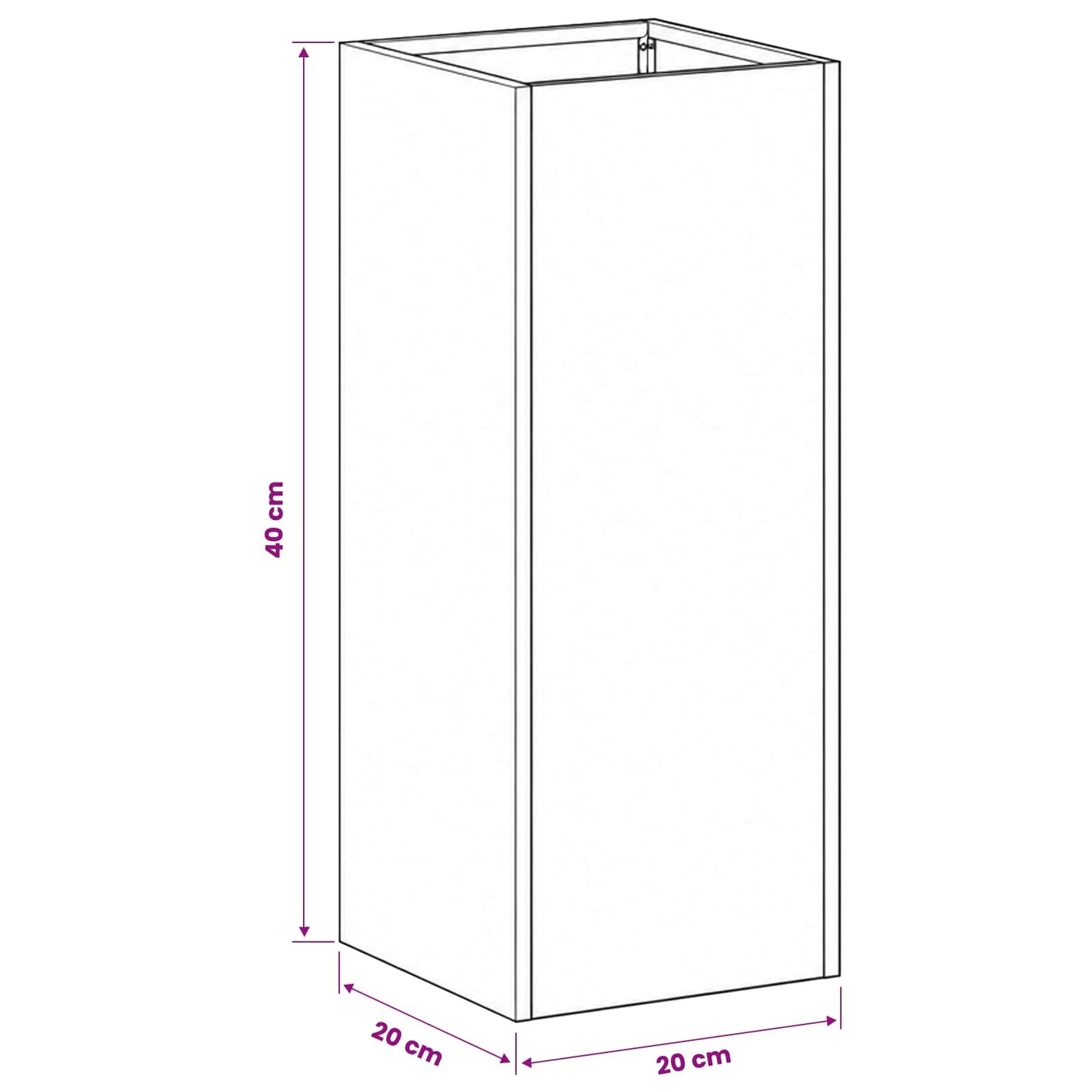 Vaso da giardino Bianco 20 x 20 x 40 cm | homemem39