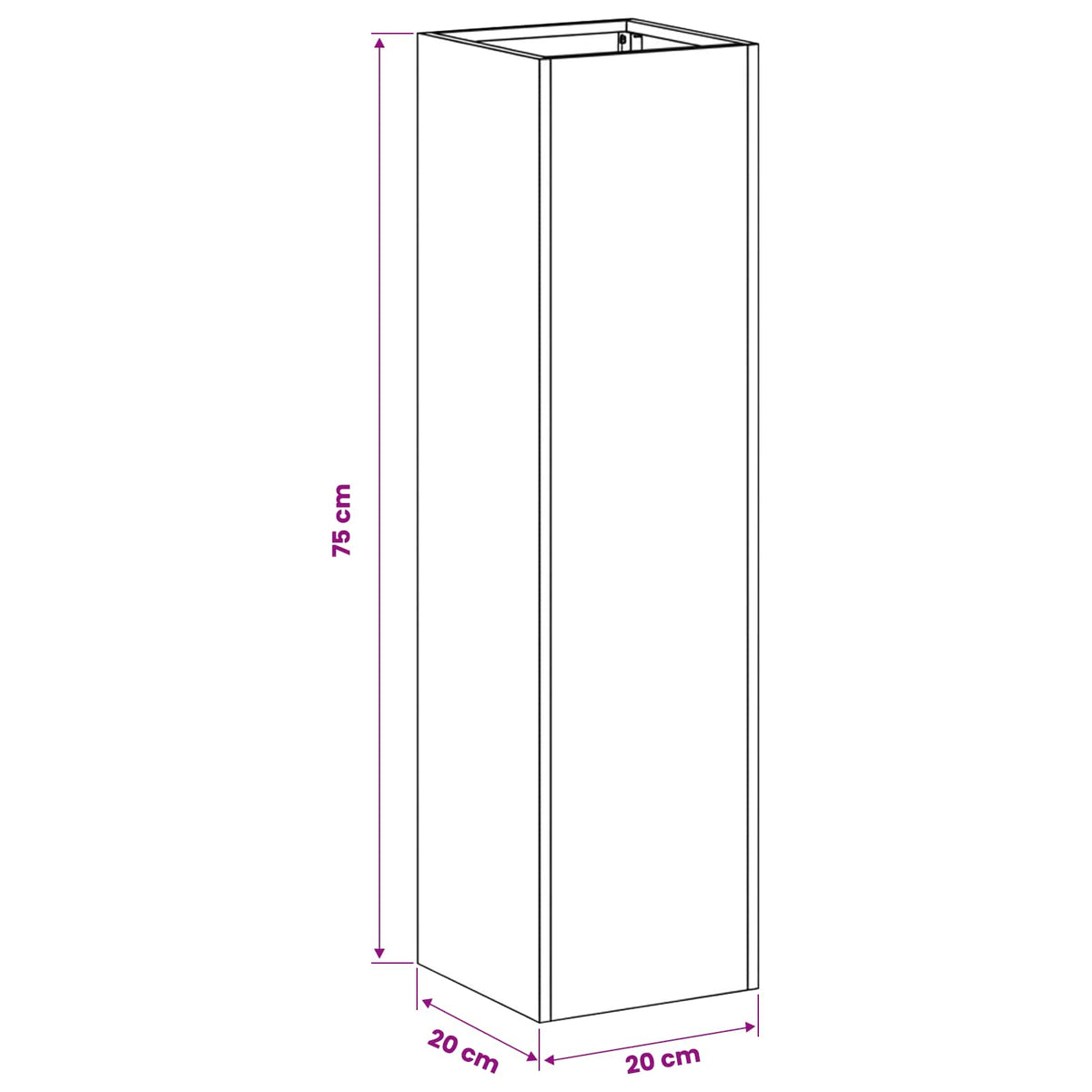 Vaso da giardino Antracite 20 x 20 x 75 cm | homemem39