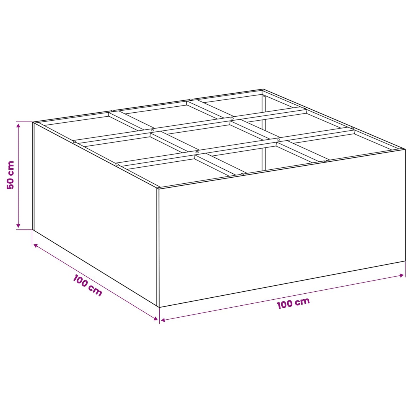 Vaso da giardino Argento 100 x 100 x 50 cm Acciaio Inox | homemem39
