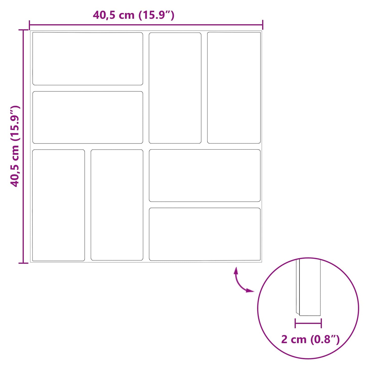 Pietra da Passo 6 pcs Rosso 40,5 x 40,5 x 2 cm Gomma