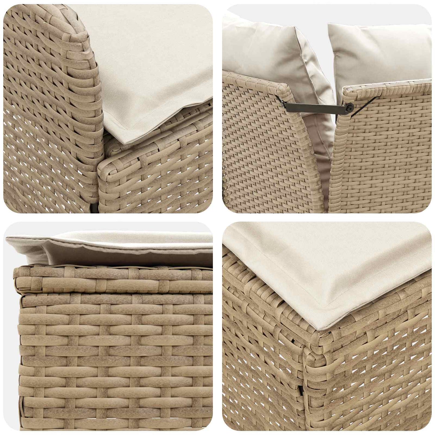 Set di Mobili 7 pz Beige e Crema Rattan in PE