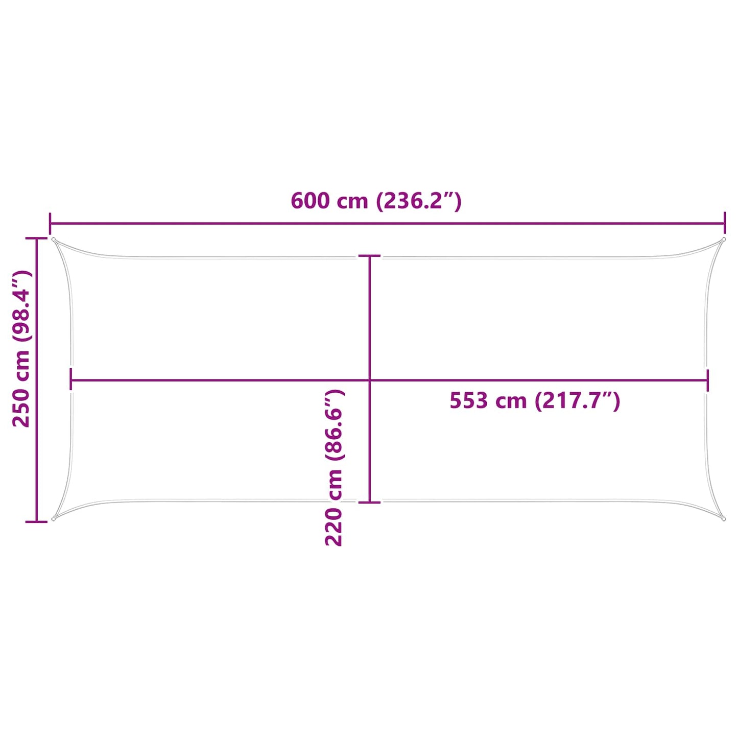 Vela da ombra solare Grigio Chiaro 6 x 2,5 m | homemem39