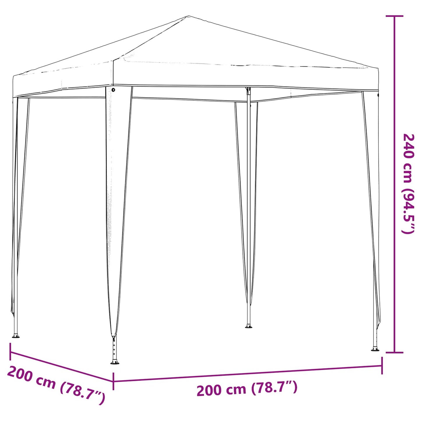 Tenda Party 200 x 200 x 240 cm Rosso PE e Acciaio | homemem39