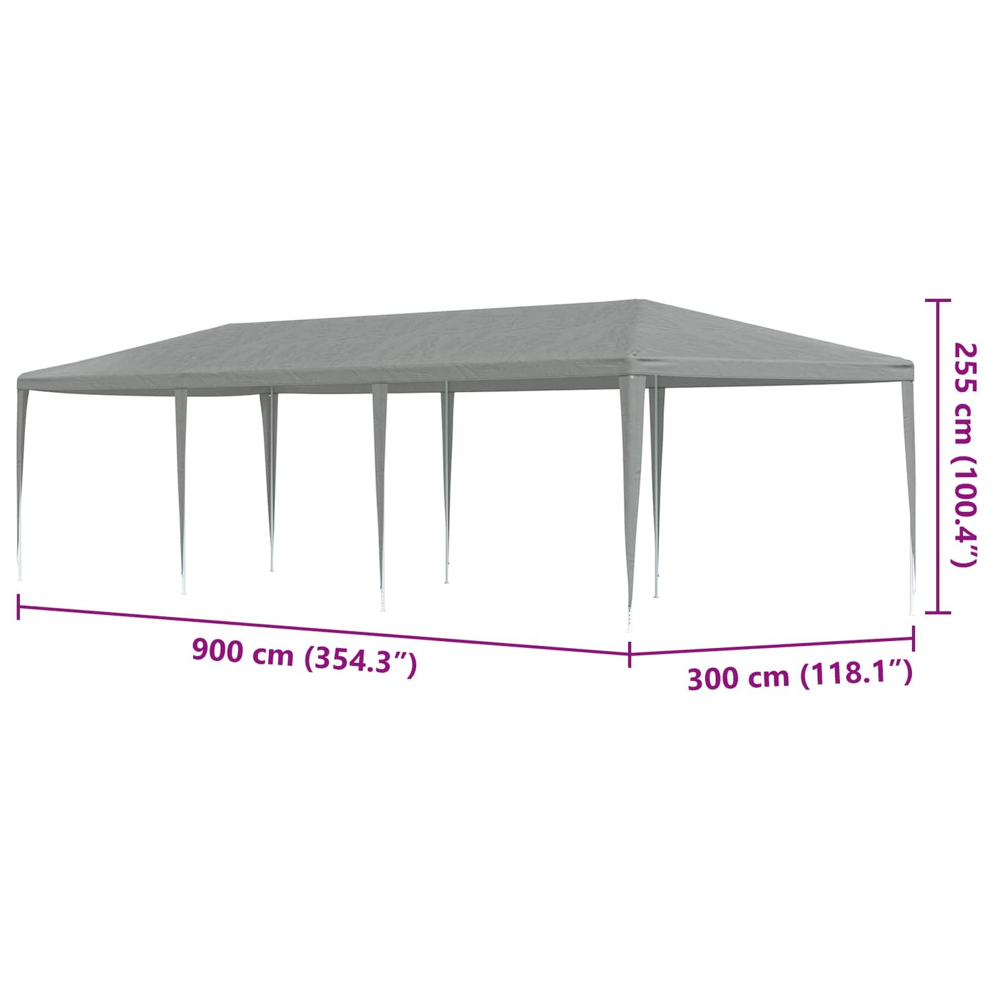 Tenda Party Grigio chiaro 900 x 300 x 255 cm PE e Acciaio