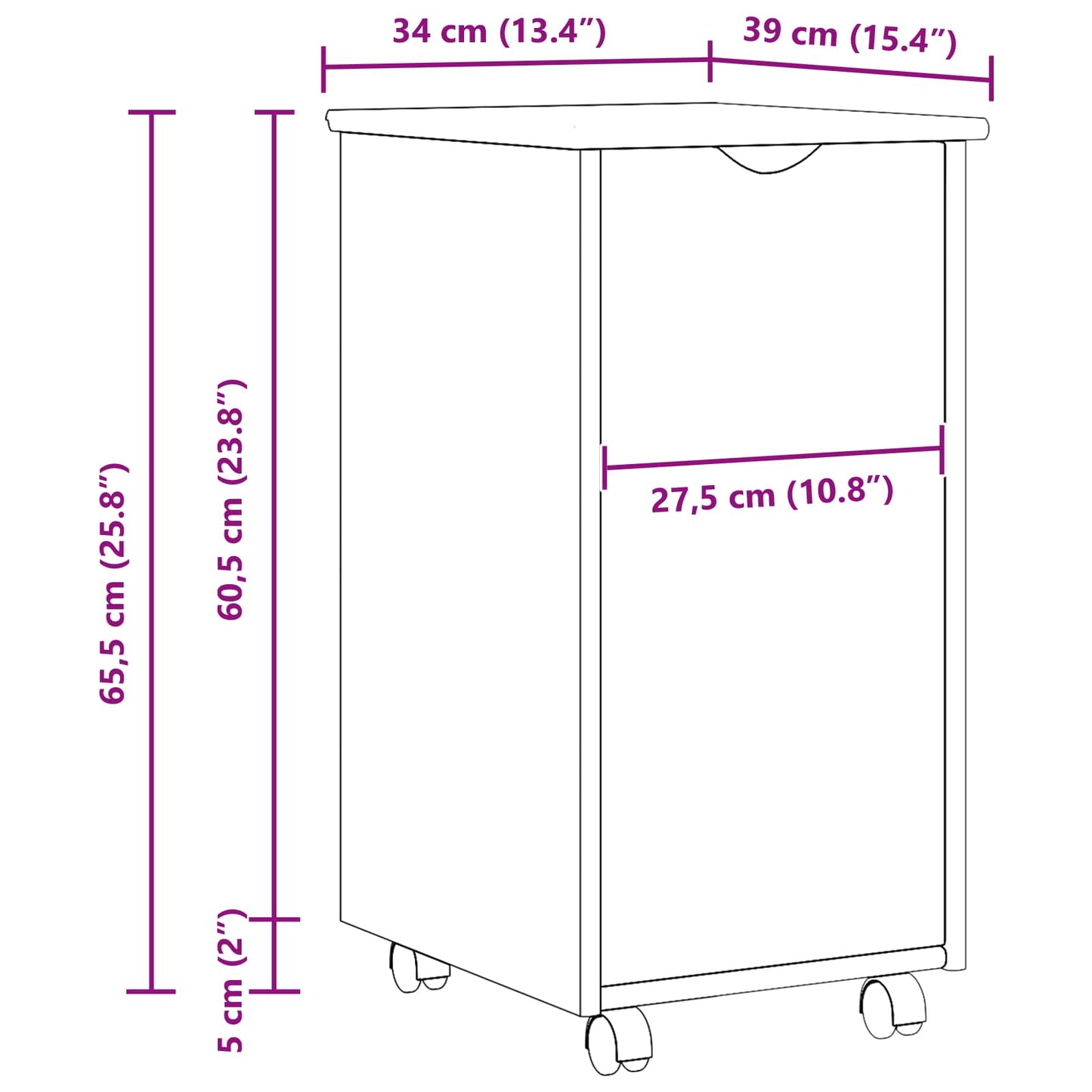 Mobile con Ruote con ruota Marrone 34 x 39 x 65,5 cm | homemem39