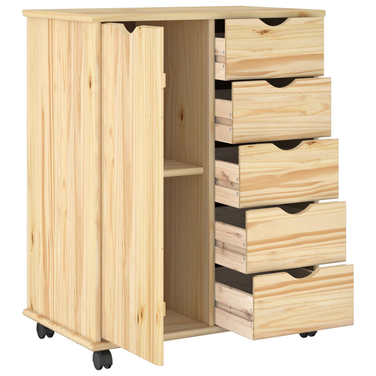 Mobile con Ruote 63,5 x 39 x 79 cm Legno di Pino Massello - homemem39