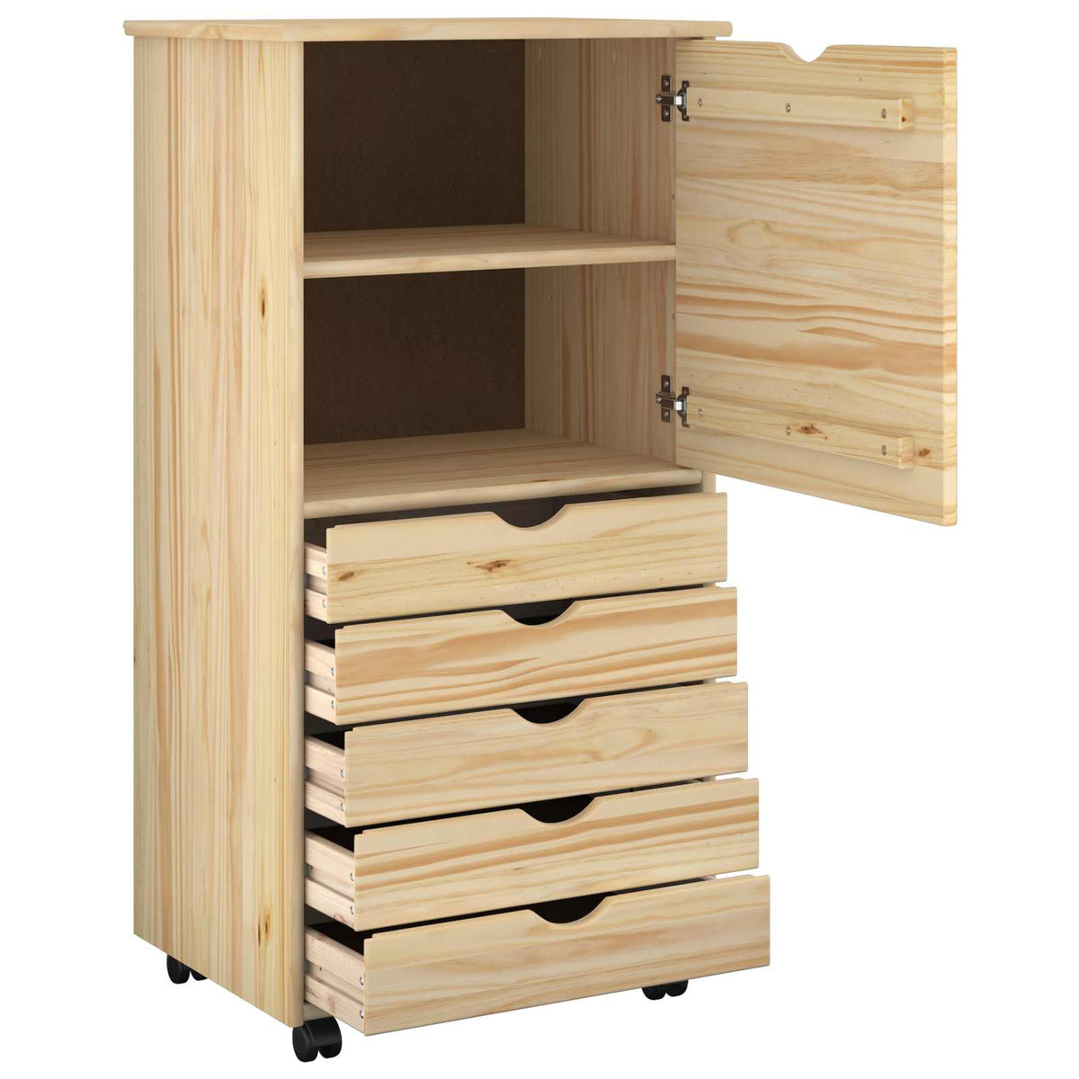 Mobile con Ruote 53 x 39 x 103 cm Legno di Pino Massello - homemem39