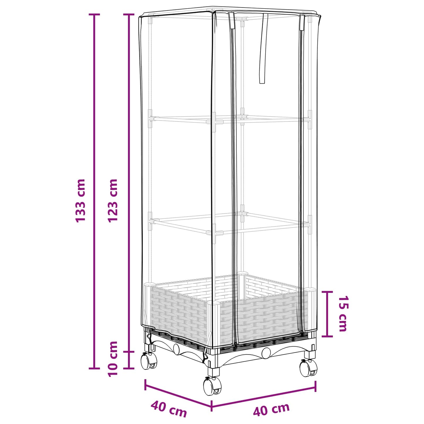 Vaso da Giardino con Copertura per Serra e Ruote Marrone PP | homemem39