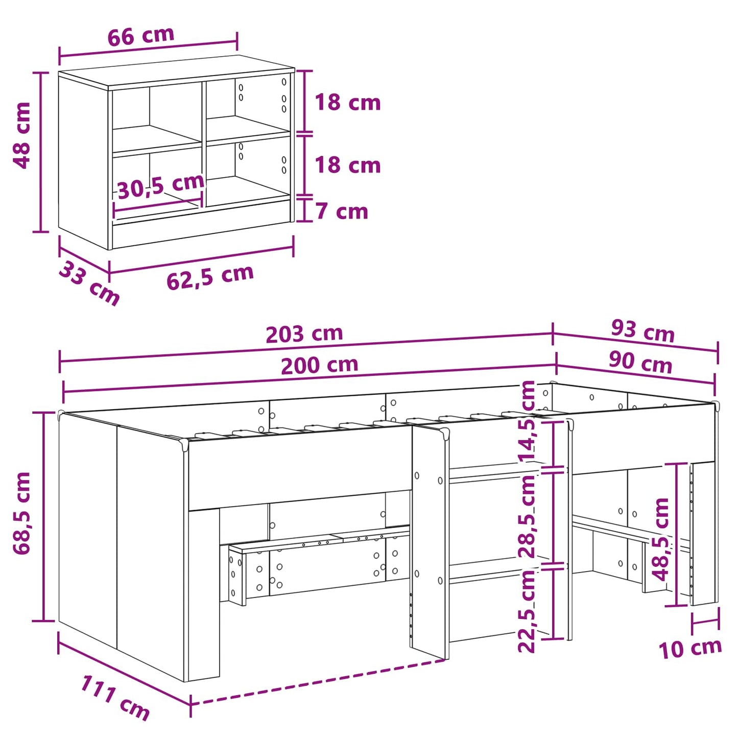 Struttura Letto Loft con Mobile 3 pz Rovere Sonoma | homemem39