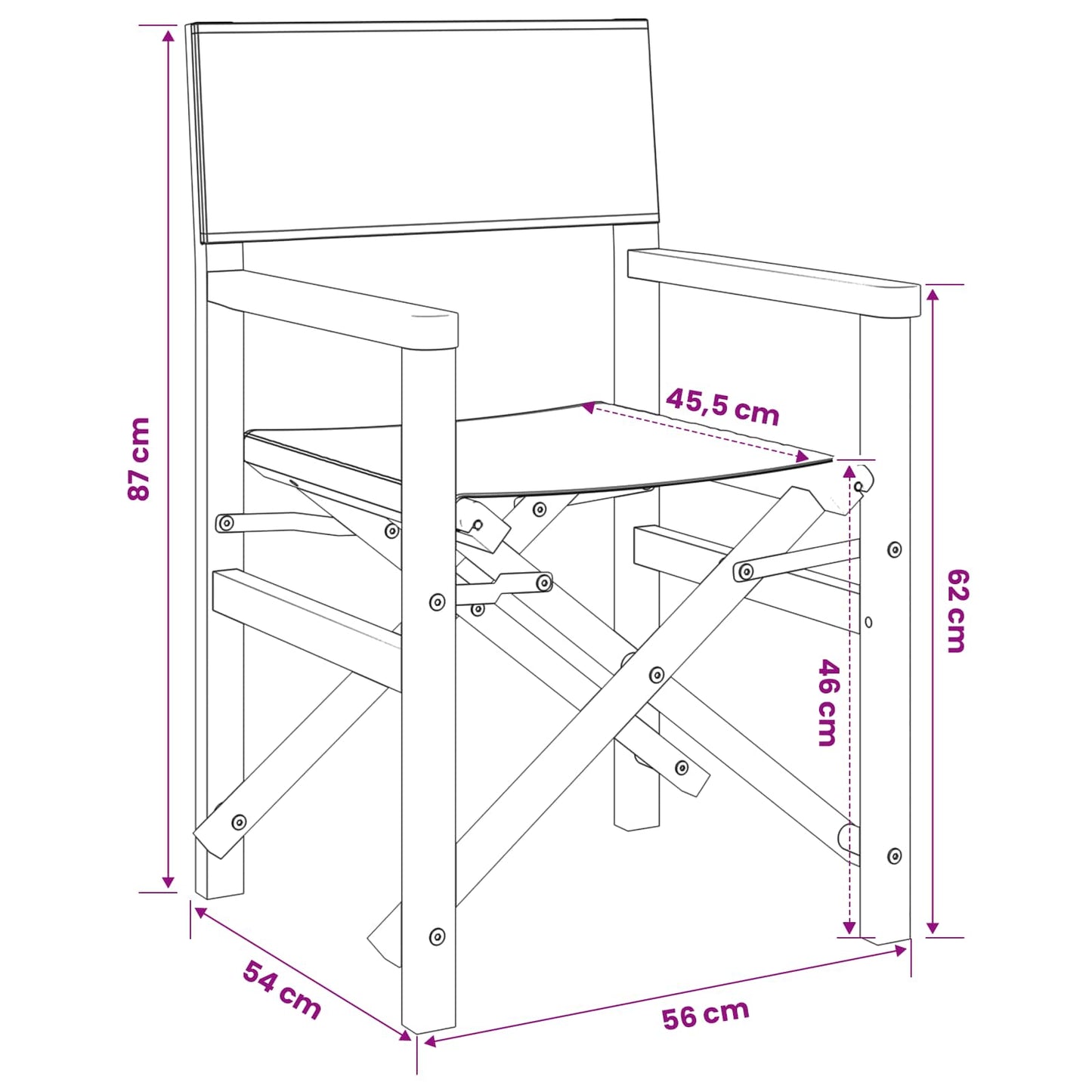 Sedia da regista Marrone e Beige Legno di teak solido - homemem39