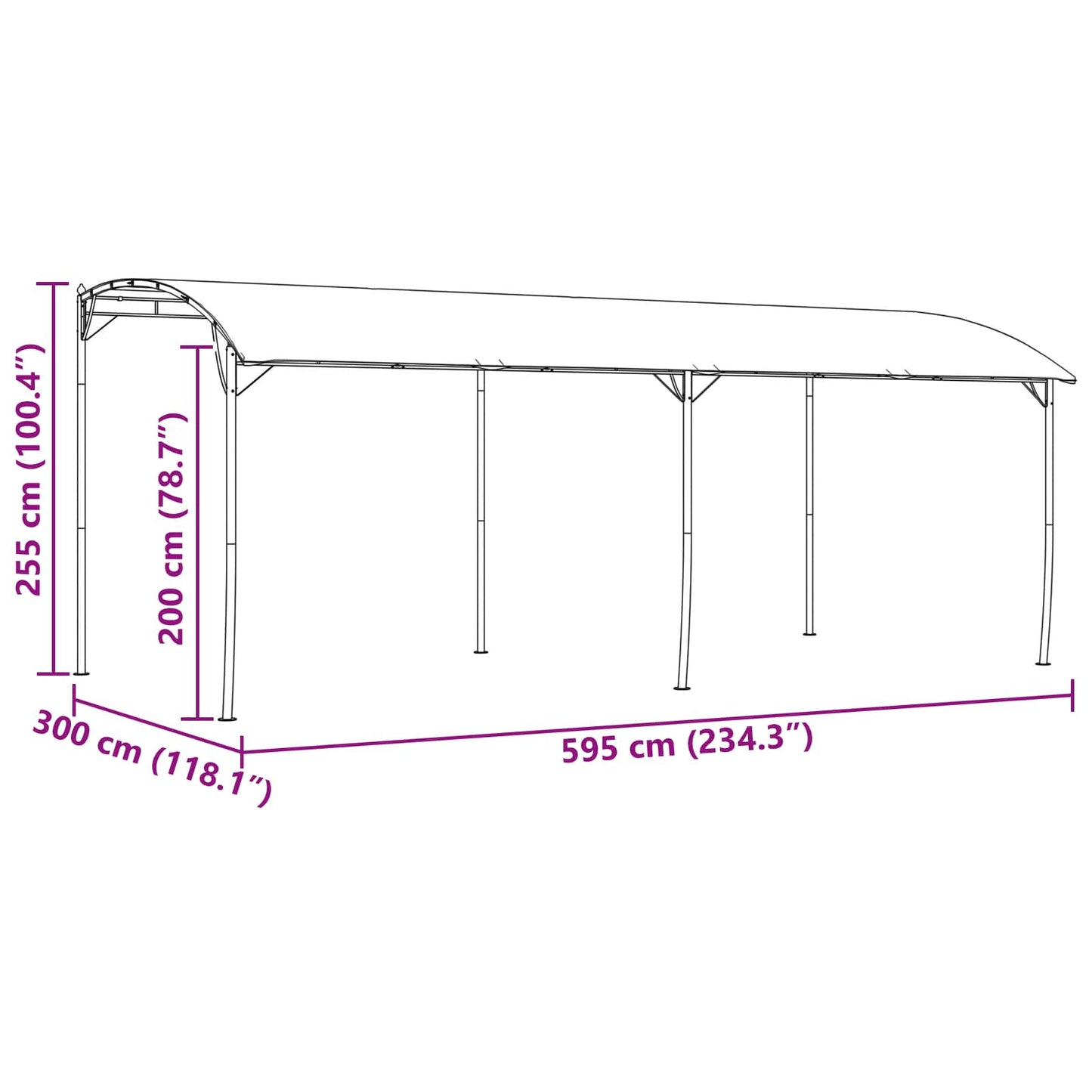 Gazebo 6 x 3 x 2,55 m Verde Tessuto e Alluminio 180 | homemem39