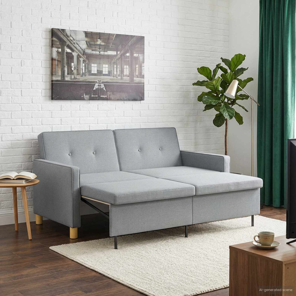 Divano Letto Estraibile Grigio Chiaro 154 x 94,5 x 80,5 cm - homemem39