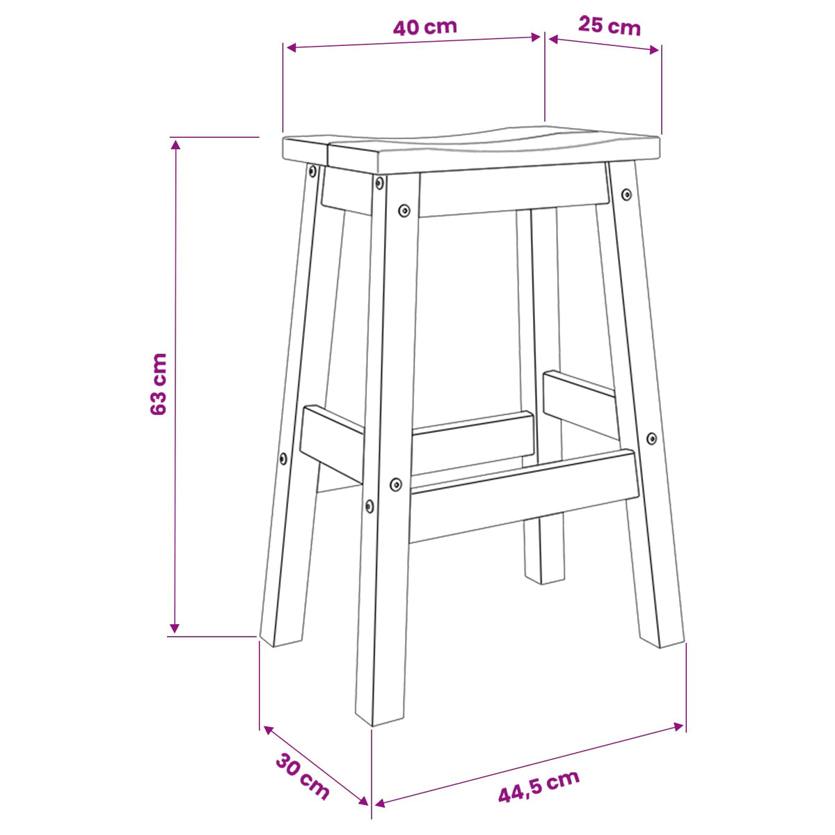 Sgabello da bar 2 pz Bianco e Cera di Miele 44 x 30 x 63 cm | homemem39
