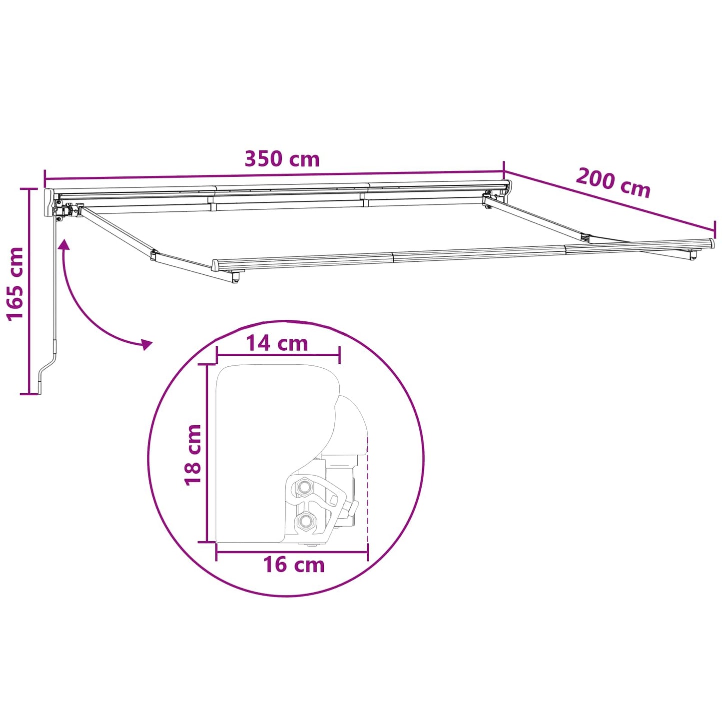 Tenda retrattile Sabbia 3,5 x 2 m Poliestere e Alluminio