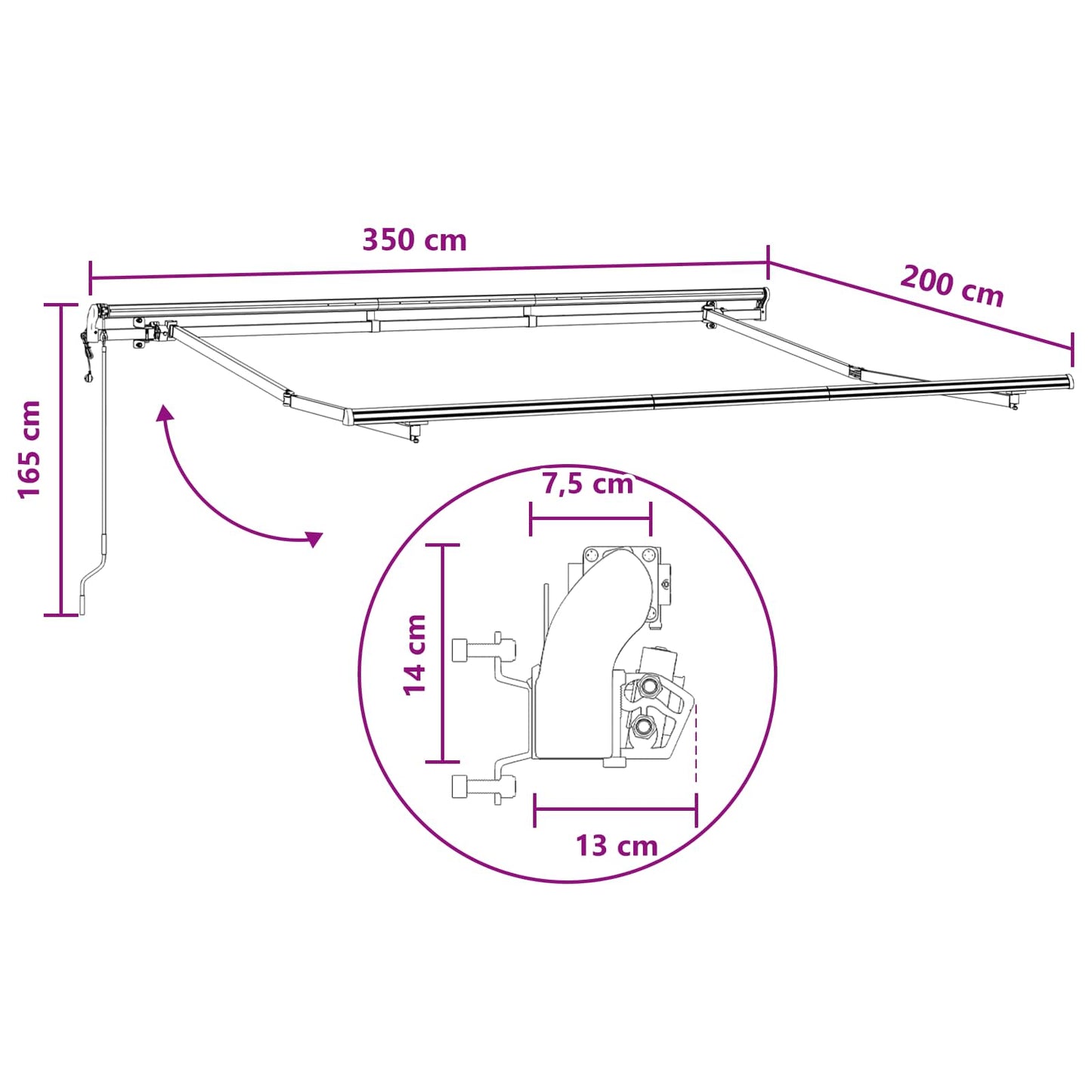 Tenda retrattile Sabbia 3,5 x 2 m Tessuto