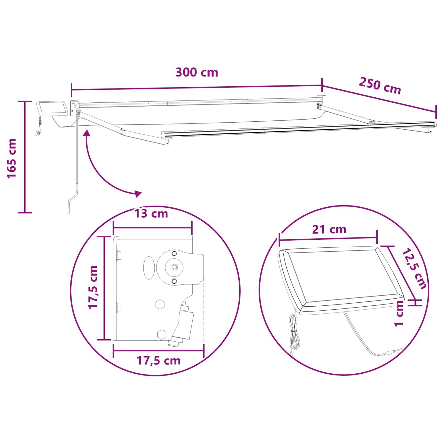 Tenda retrattile manuale con LED Sabbia
