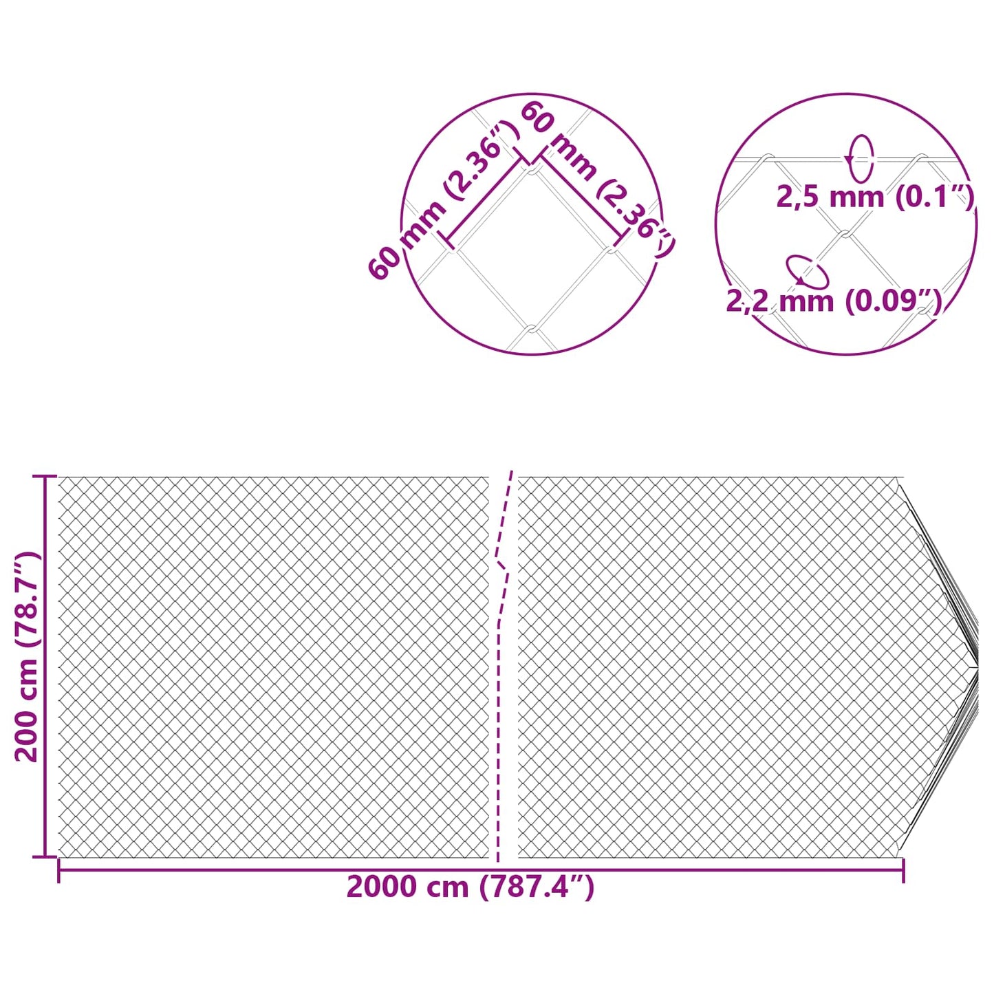 Recinzione a rete metallica Verde 2 x 20 m Acciaio | homemem39