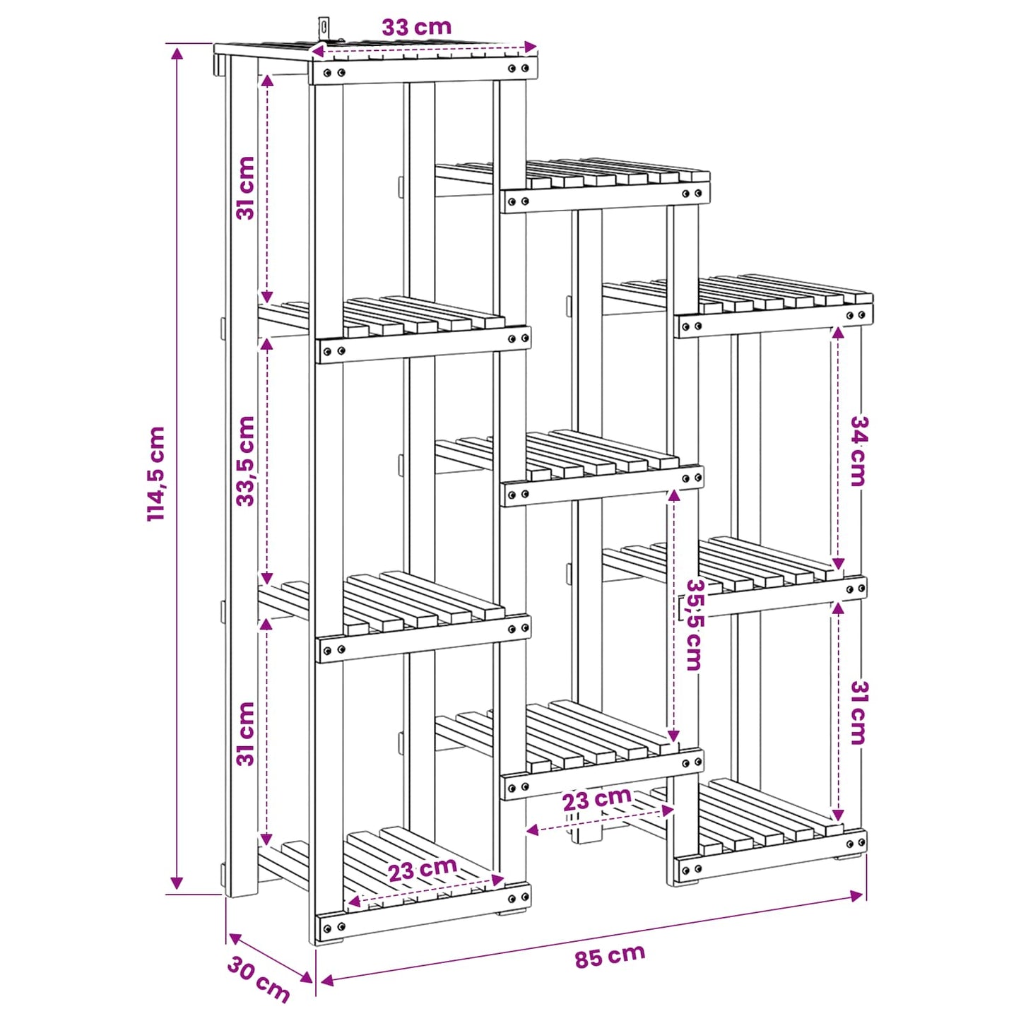 Supporto per piante Naturale 85 x 30 x 114,5 cm | homemem39