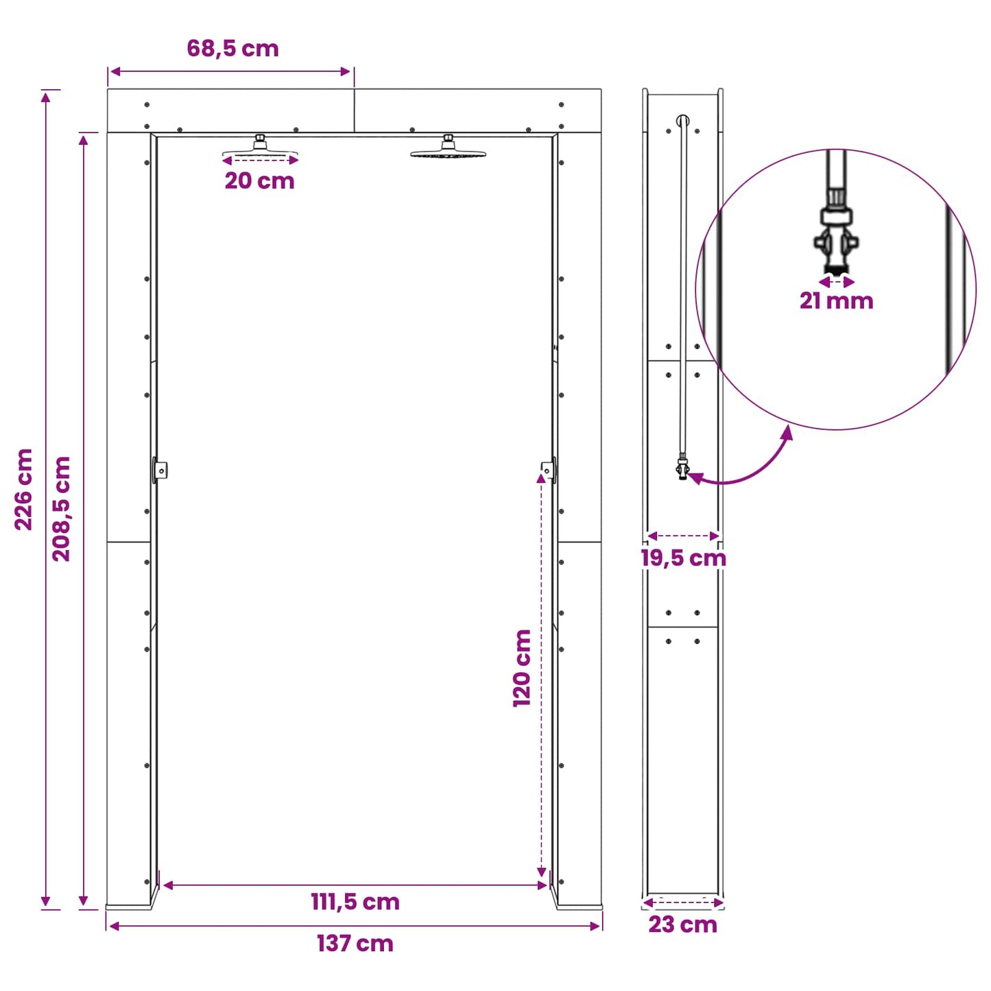 Doccia da esterno 226 cm Bianco | homemem39