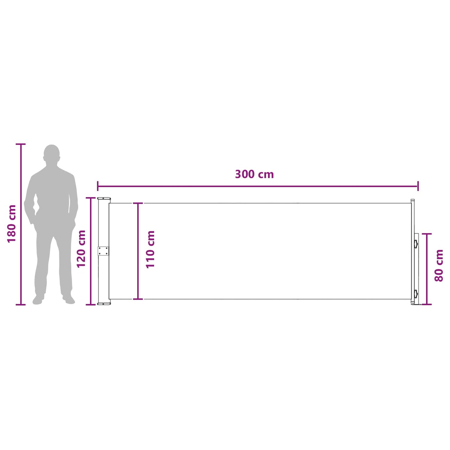 Tenda laterale retrattile 120 x 300 cm Poliestere Rettangolare - homemem39