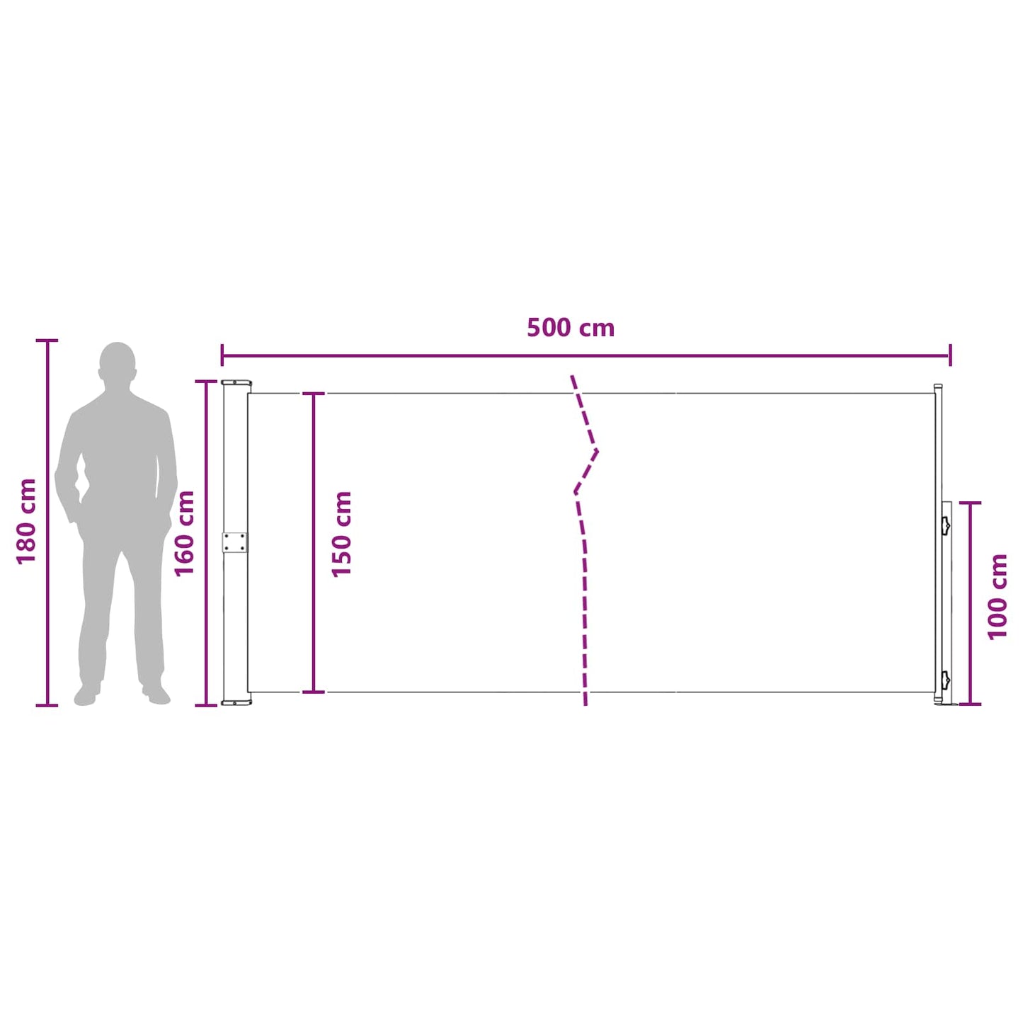 Tenda laterale retrattile 160 x 500 cm Poliestere Rettangolare - homemem39