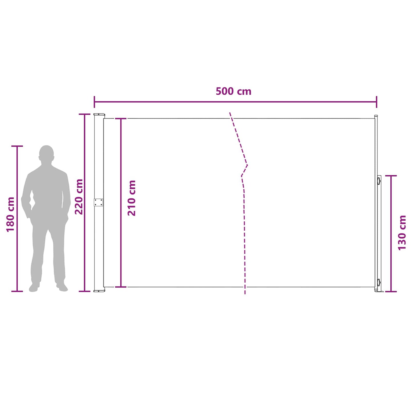 Tenda laterale retrattile 220 x 500 cm | homemem39