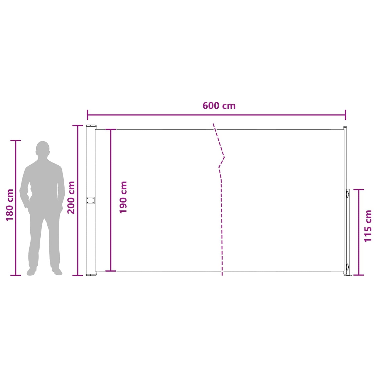 Tenda laterale retrattile Beige 600 x 200 cm Poliestere | homemem39