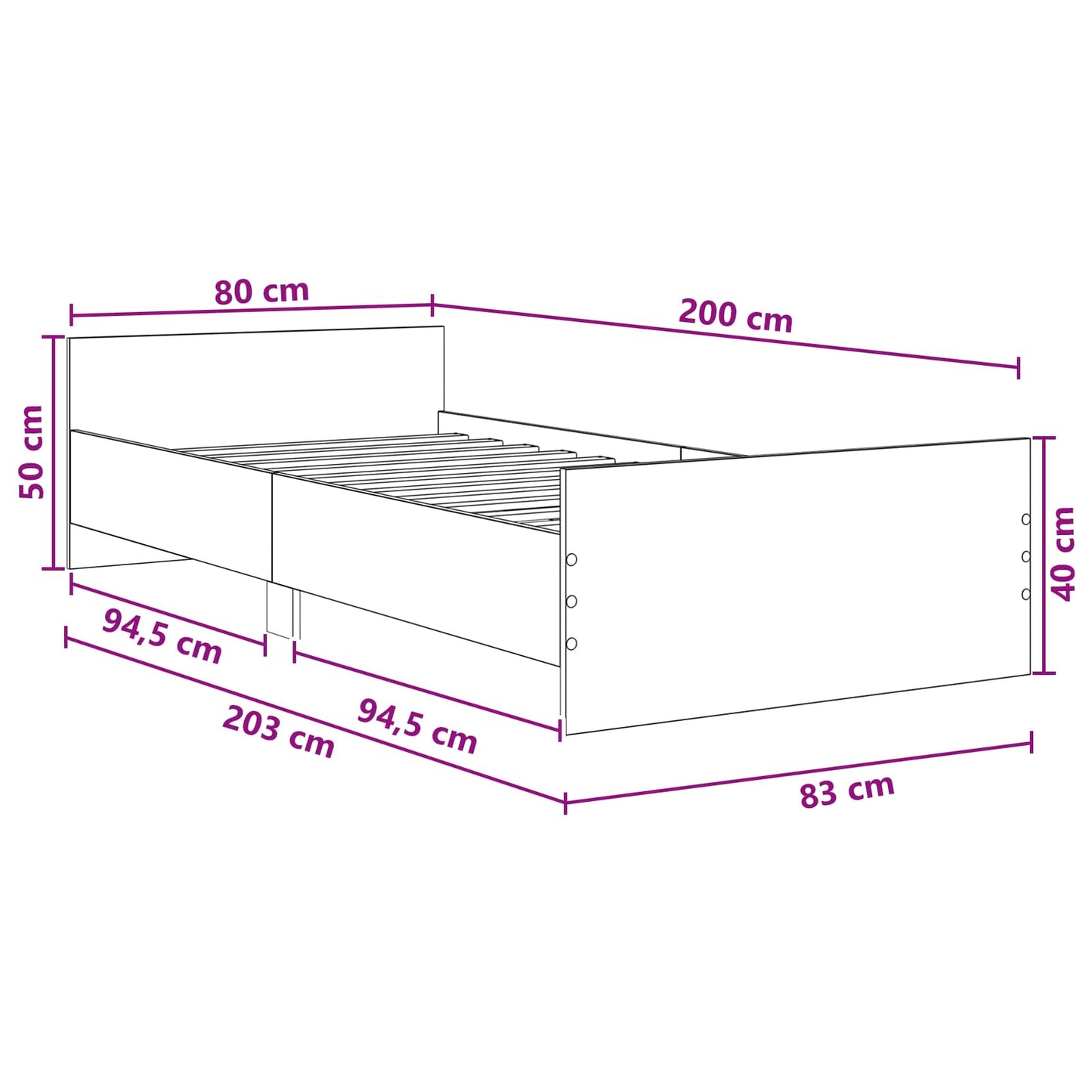 Struttura del letto Sonoma grigio Legno ingegnerizzato | homemem39