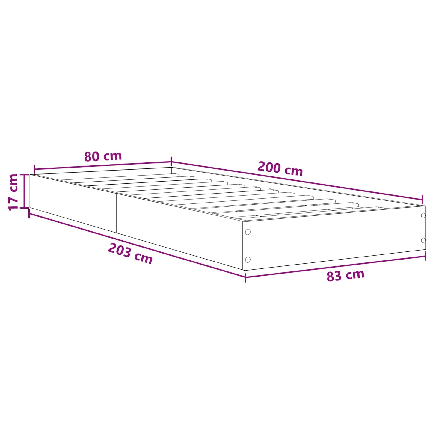 Struttura letto a pavimento Bianco 80 x 200 cm | homemem39