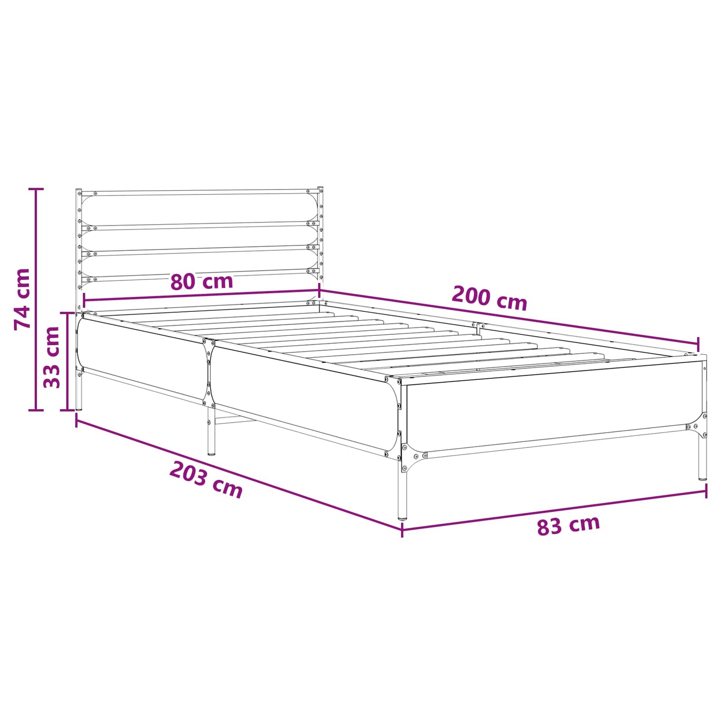 Struttura del letto Sonoma grigio 80 x 200 cm | homemem39