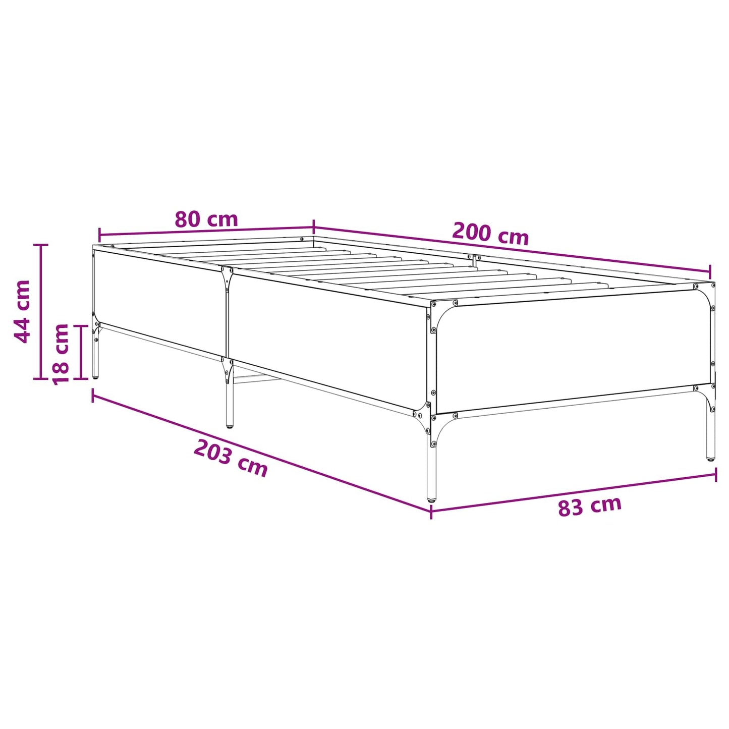Struttura del letto Rovere Sonoma 80 x 200 cm | homemem39