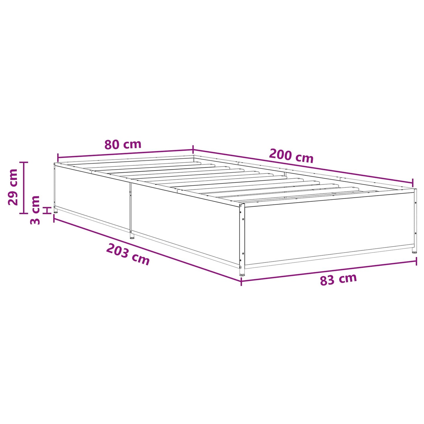 Struttura del letto Legno antico 80 x 200 cm | homemem39