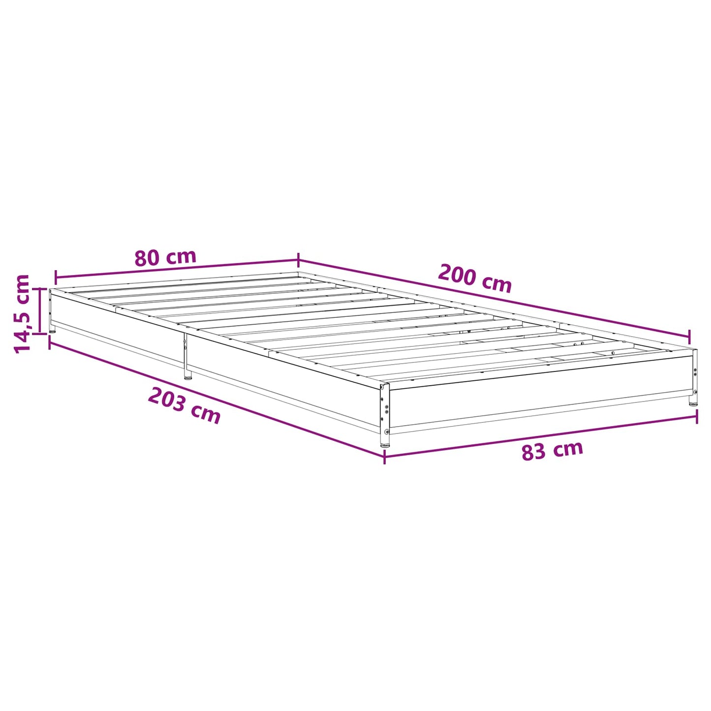 Struttura del letto Sonoma grigio 80 x 200 cm | homemem39