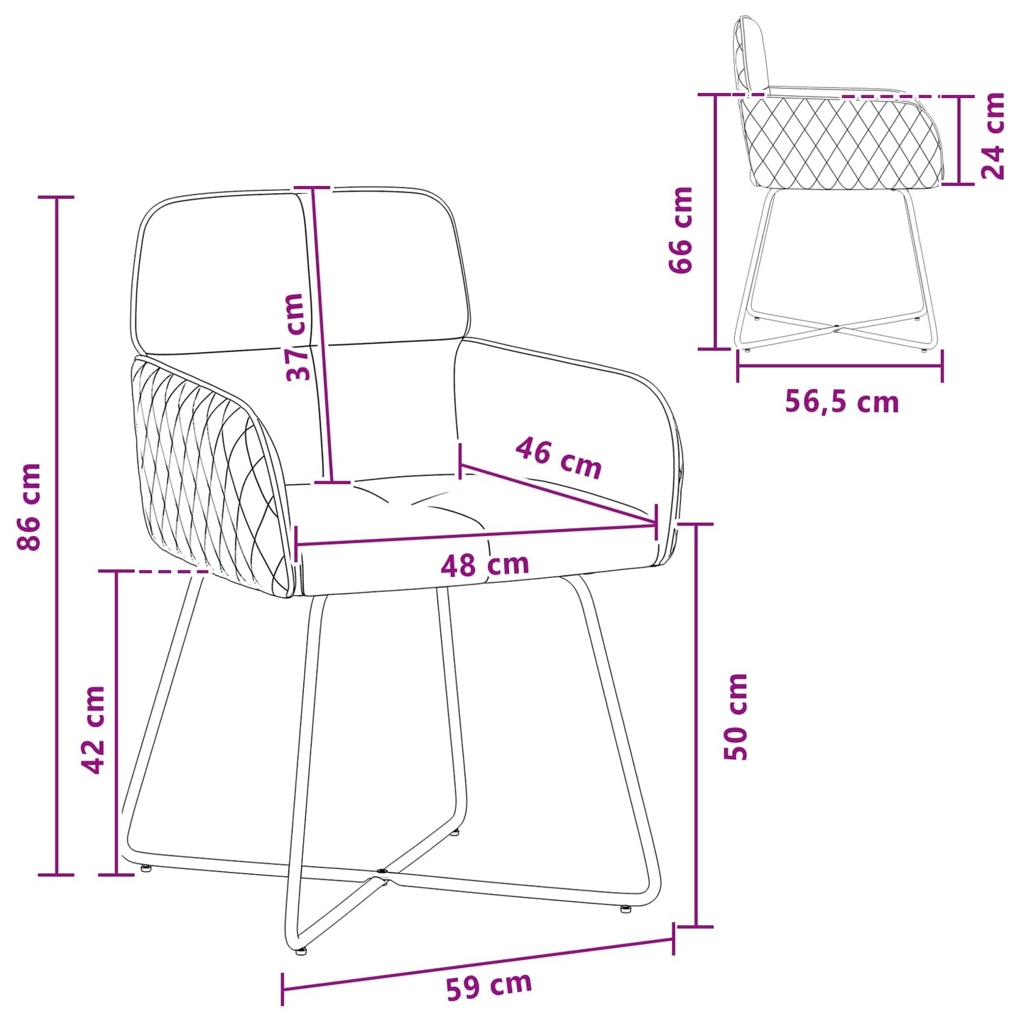 Sedie da pranzo 2 pcs Velluto Grigio Scuro 59 x 56,5 x 86 cm | homemem39