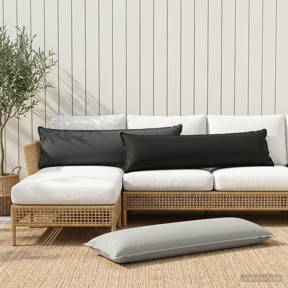 Cuscino con cuscino HOUTEN Antracite 40 x 145 cm Poliestere | homemem39