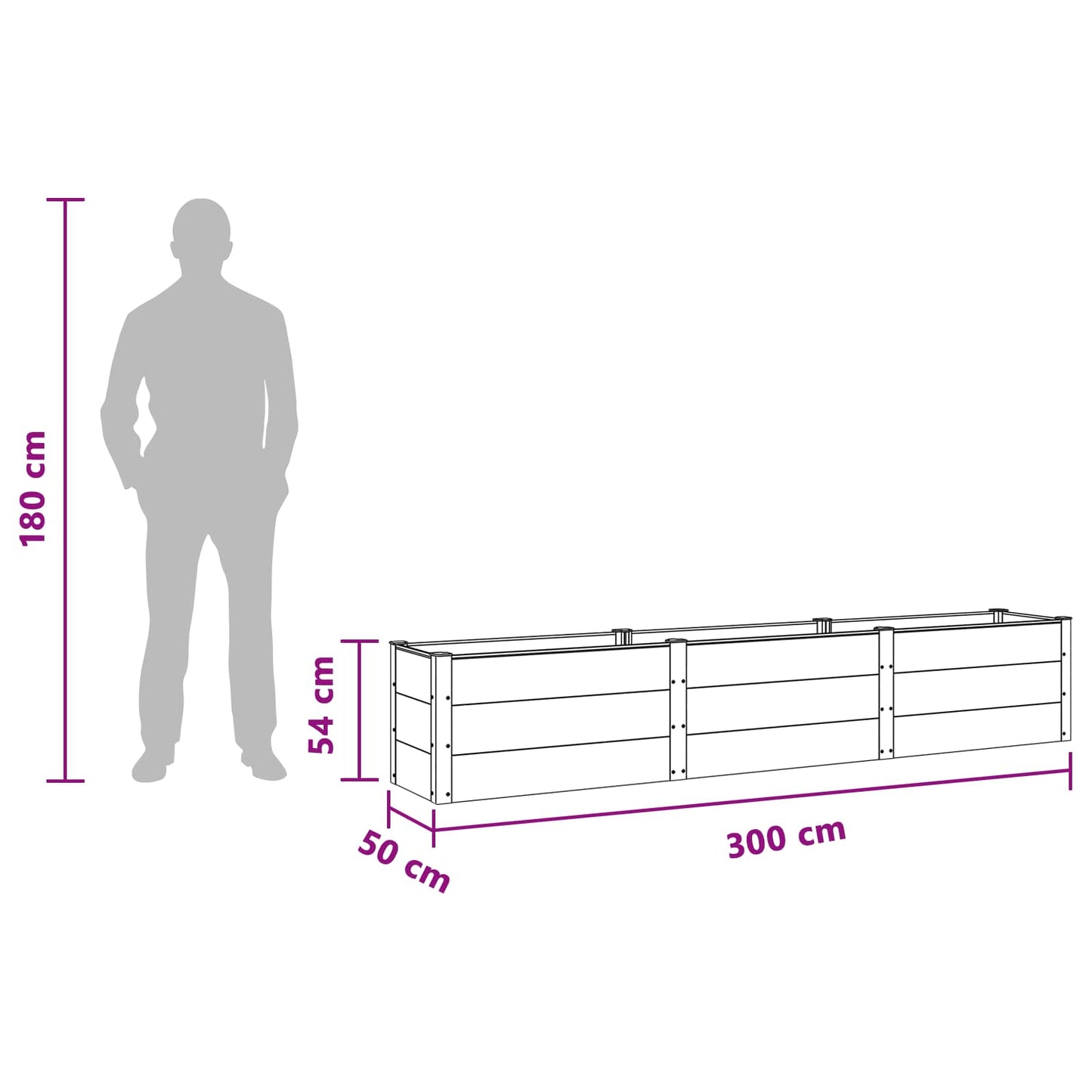 Letto rialzato da giardino Marrone 300 x 50 x 54 cm | homemem39