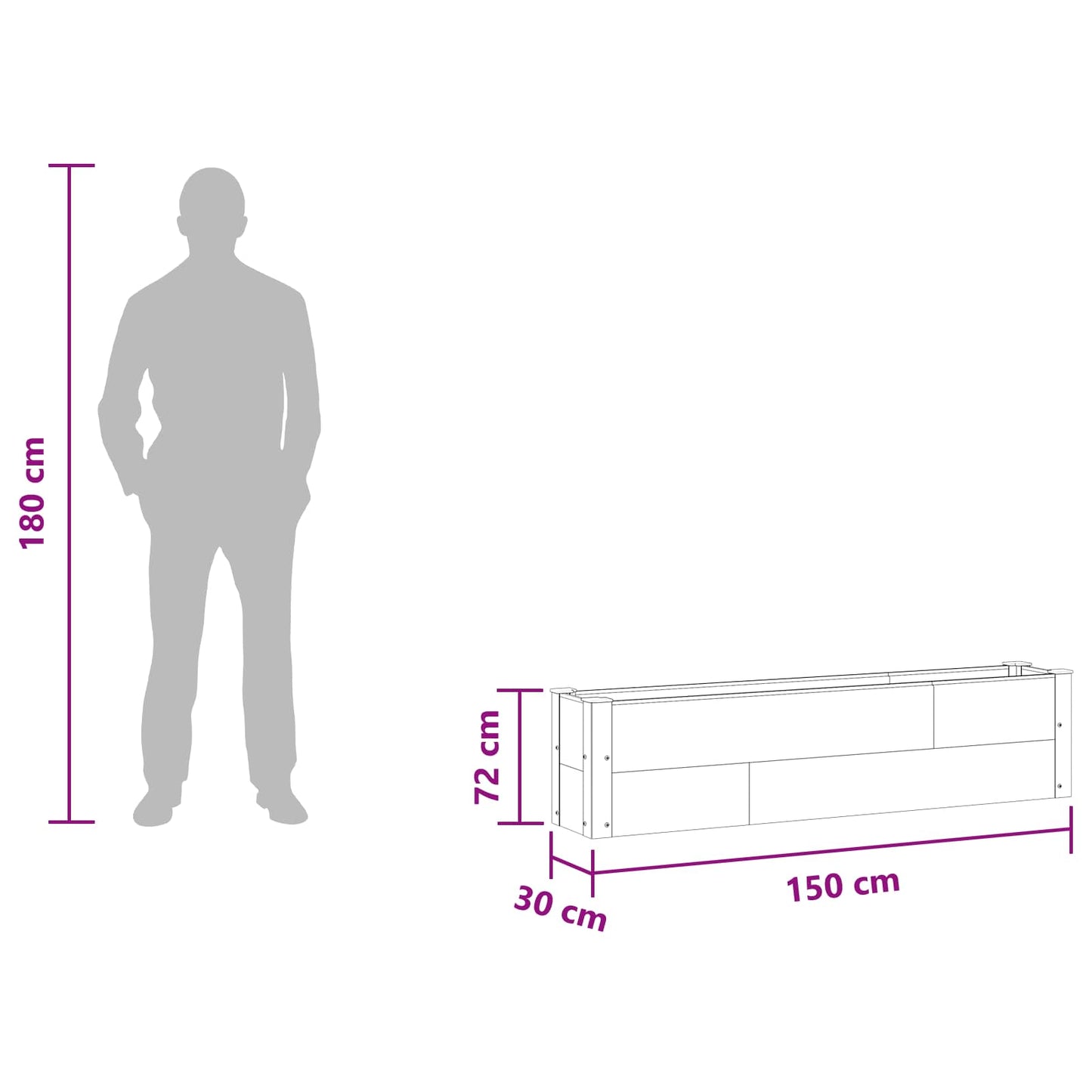Letto rialzato da giardino Marrone 150 x 30 x 36 cm | homemem39