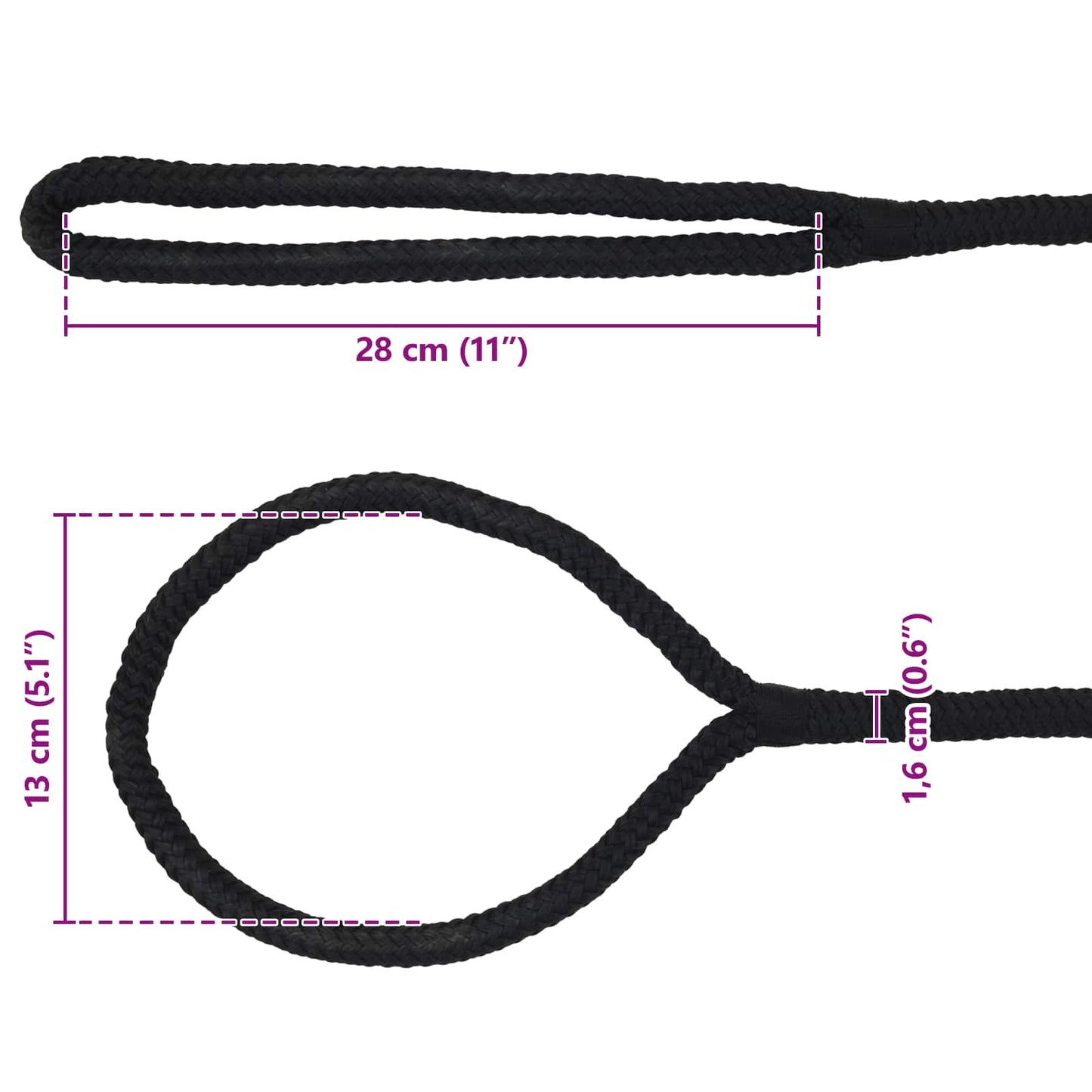Corda da Barca 9 m 1.6 Nero Poliestere | homemem39
